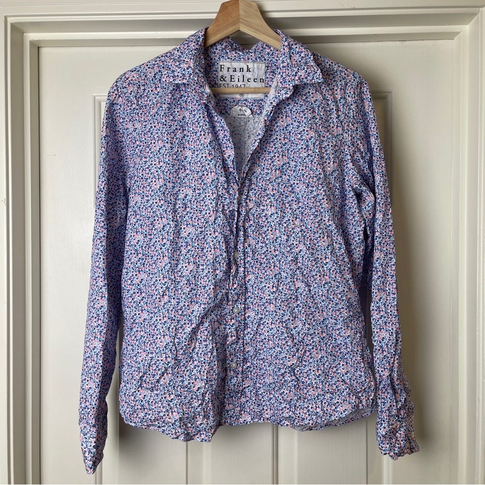 Frank & Eileen Pink and Blue Floral Button-Down Shirt